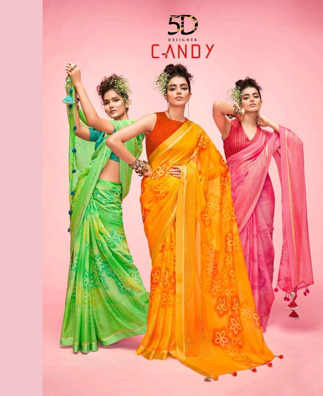 5D DESIGNER CANDY Fancy Regular Wear Printed Designer Saree Collection